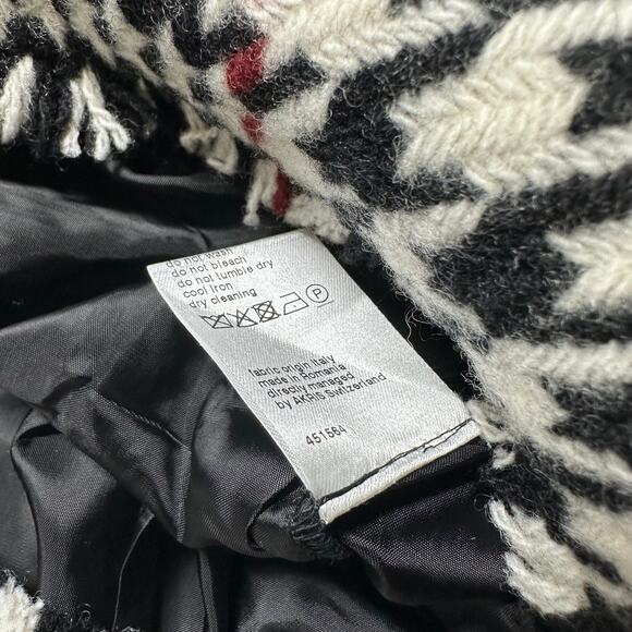 Akris Punto NWT Houndstooth Black White Red Wool Blend Fringe Mini Skirt Size 8 - Picture 10 of 12